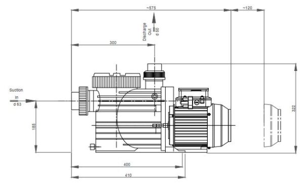 BADU Eco VSD Pro 20 (0.75kW) Dimensional Drawing