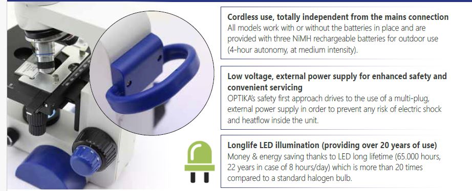 cordless, mains and battery powered portable microscope - B-61