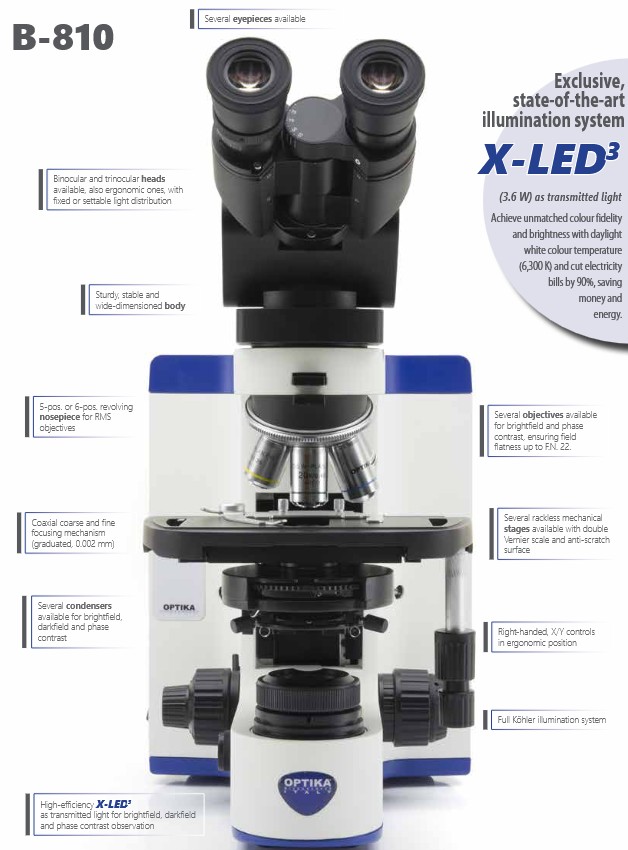 Optika B-810 microscope features